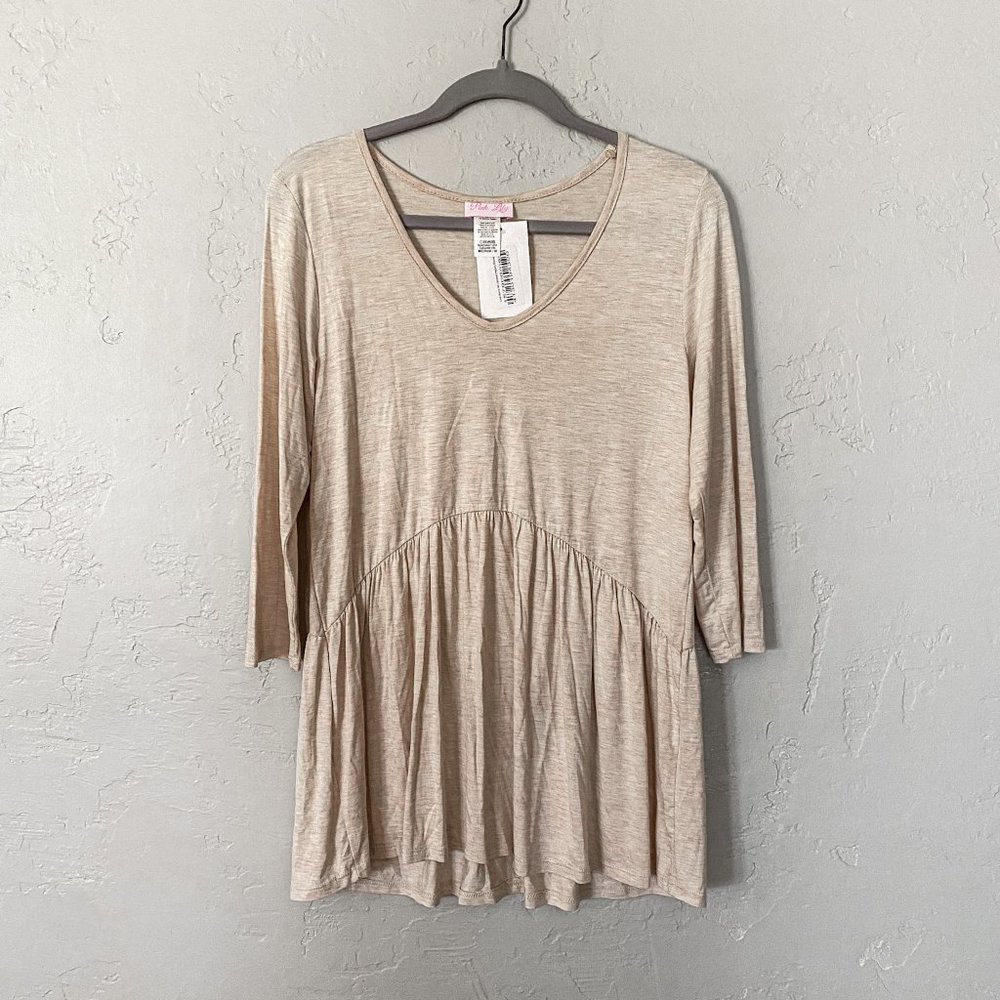 Pink Lily - size M oatmeal 3/4 sleeve blouse